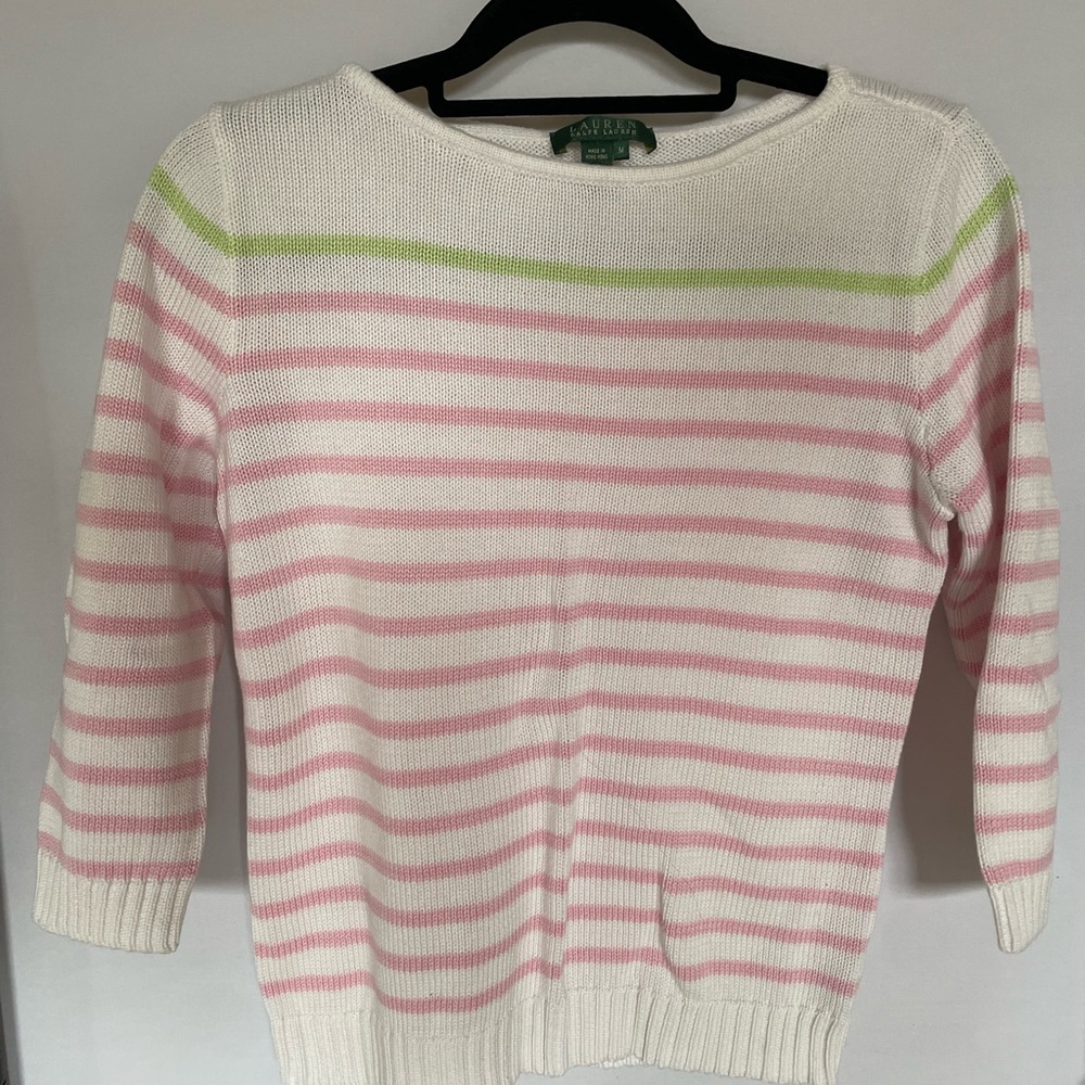 Lauren Ralph Lauren - Women's Striped Sweater - Pink, Green, and White